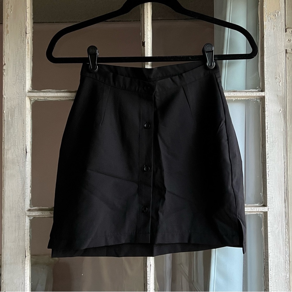 Matte Brand Black Siren Fitted Button Down Mini Skirt